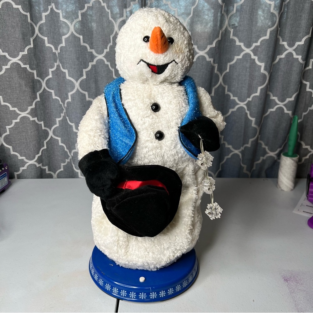 VINTAGE GEMMY SNOW MISER SINGING SNOWFLAKE SPINNING SNOWMAN